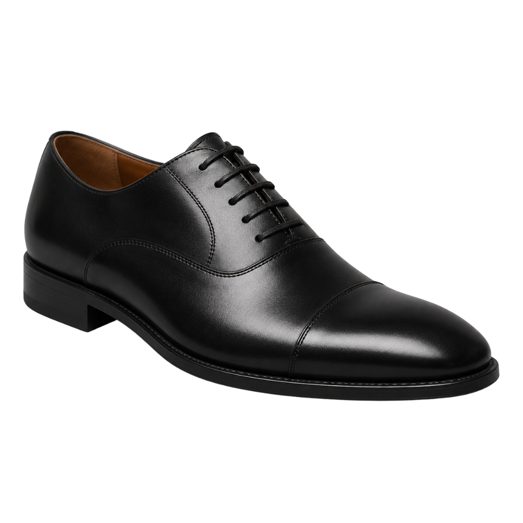 Black Polished Leather Oxford Shoes | Phuworf