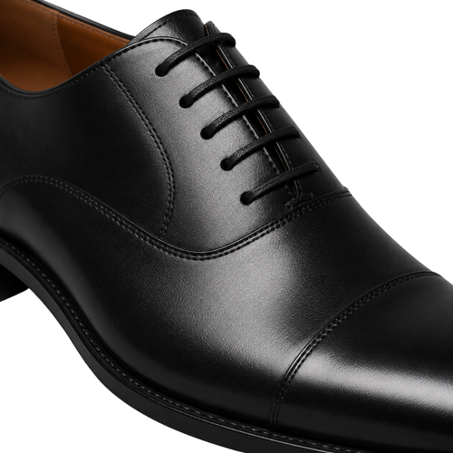 Black Polished Leather Oxford Shoes | Phuworf