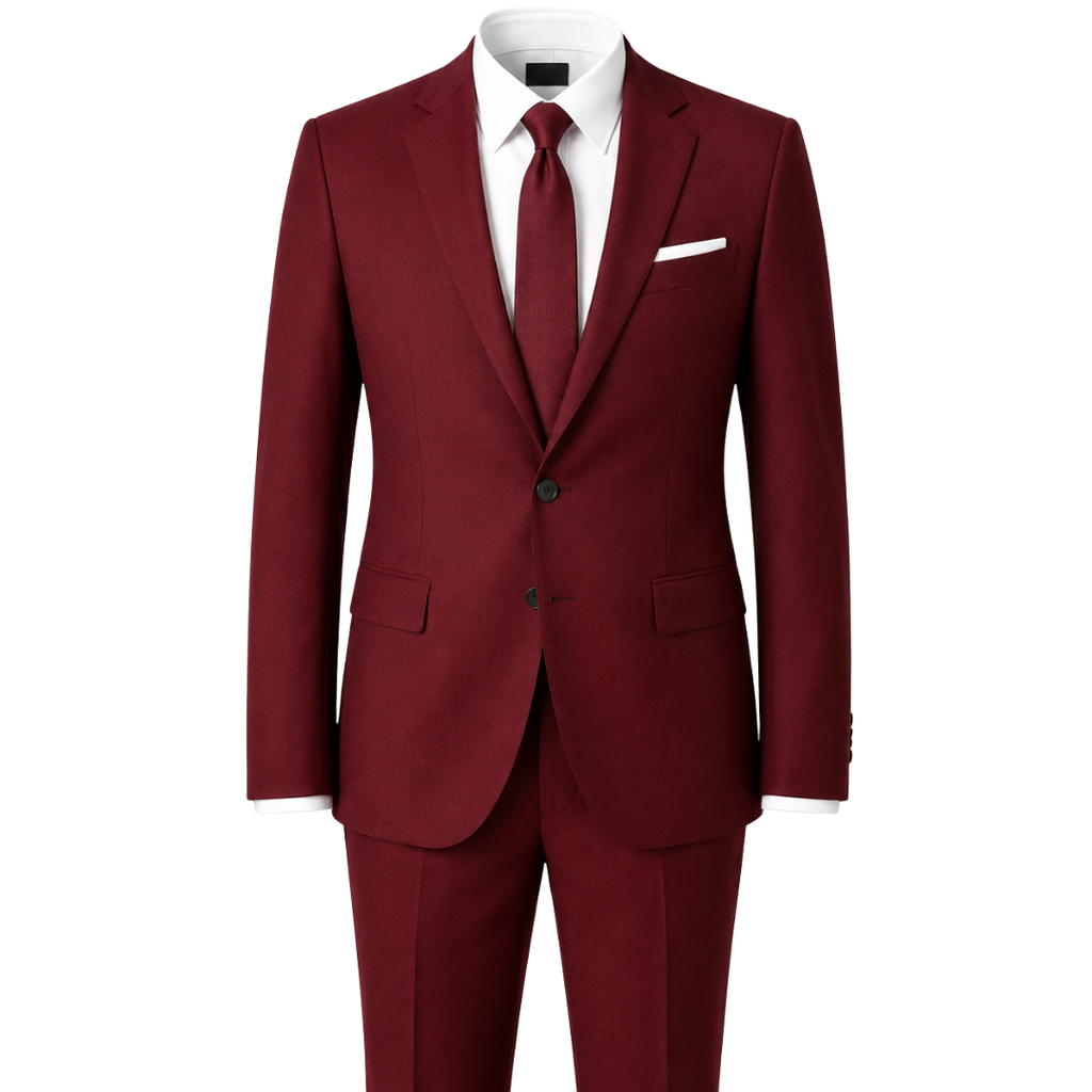 Burgundy Tailored Wool Suit | Phuworf